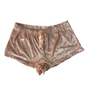 Bobbie Brooks Sleepwear Women's Velvet Ruffled Pajama Shorts Pink Size L